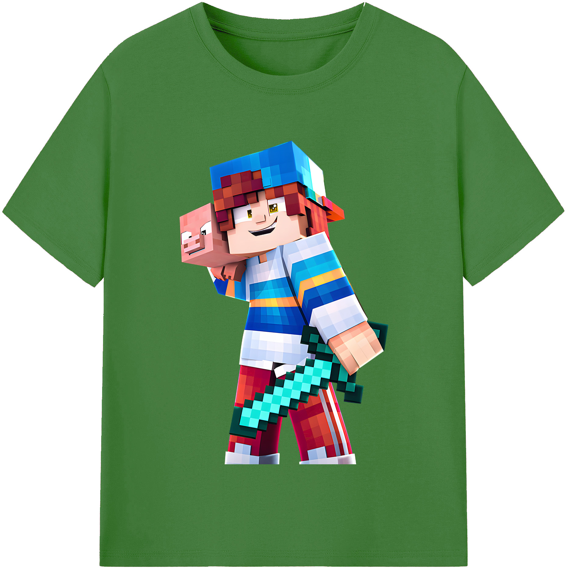 （画像用） マインクラフト ブロックの世界 Minecraft MC Block world レディースカジュアルプリントTシャツ（綿100％）